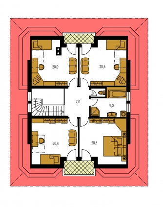 Image miroir | Plan de sol du premier étage - RIVIERA 200
